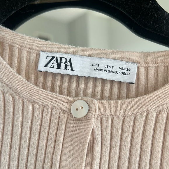 Zara Cream Ribbed Button-Up Top - Picture 3 of 3